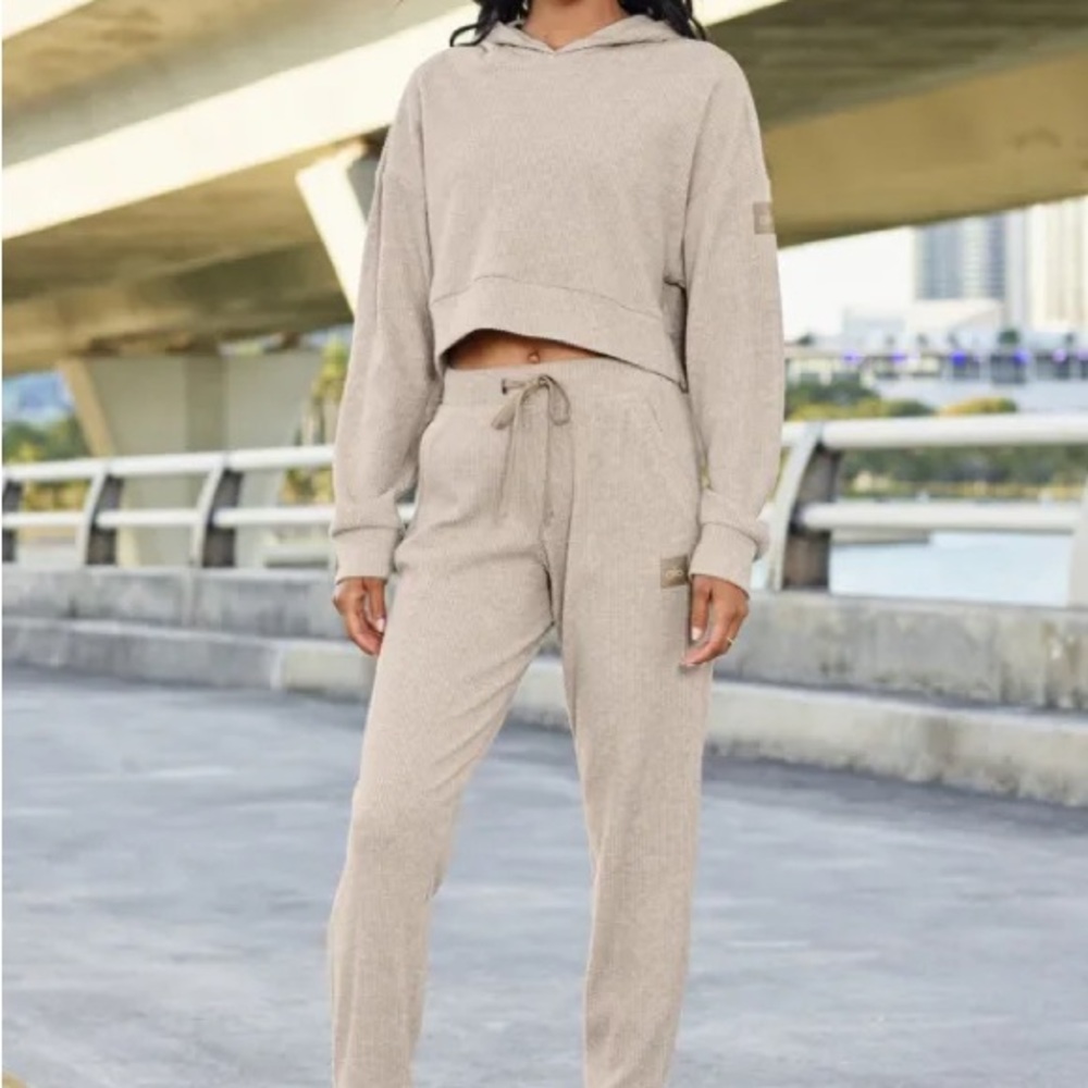Alo Gravel Heather Muse Hoodie and Jogger Set M S